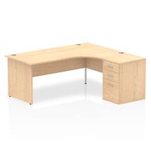 Dynamic Impulse 1800mm Right Crescent Desk Maple Top Panel End Leg