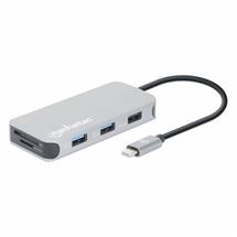 Laptop Docks & Port Replicators | Manhattan USBC Dock/Hub with Card Reader, Ports (x6): Ethernet, HDMI,