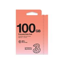 Top Brands | Three 100GB (normally 50GB) Prepaid Voice &amp; Data SIM  4G / 5G with