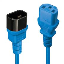 Black, Blue | Lindy 1m IEC C13 Extension Cable, Blue | Quzo UK