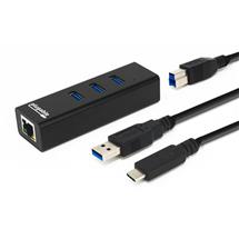 Plugable Technologies USB Hub with Ethernet, 3 port USB 3.0 Bus