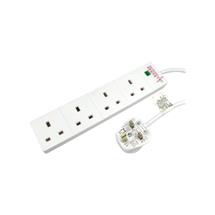 4 Gang White Power Extension Non-Surge Protected 5m Cable