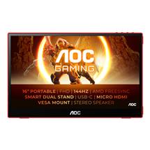 PC Monitors | AOC 16G3 portable TV/monitor Portable monitor Black, Red 39.6 cm