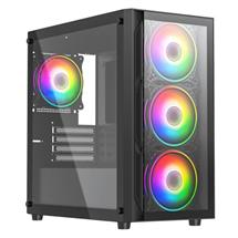 Tempered Glass PC Case | Vida Lucid Black ARGB Gaming Case w/ Glass Front & Side, Micro ATX, 4x
