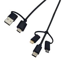 connektgear 1m USB 3 in 1 Charge and Sync Cable Type C and Type A to