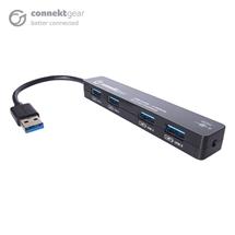 Groupgear | connektgear 4 Port Hub USB 3 - with UK Power Supply - Black