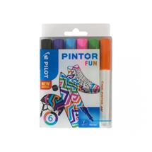 Pilot Pintor Fun marker 6 pc(s) Bullet tip Black, Light Blue, Lime,
