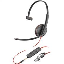 POLY Blackwire 3215 Monaural USBC Headset +3.5mm Plug +USBC/A Adapter