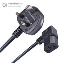 connektgear 3m UK Mains Power Cable UK Plug to Right Angled C13 Socket
