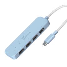 Cyan | j5create Eco-Friendly USB-C to 4-Port Type-A Gen 2 Hub
