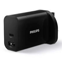 Philips | Philips 3pin Wall Plug USBC & USBA Charger, 30W, Fast Charge, Power