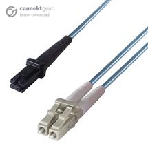Aqua colour | connektgear 2m Duplex Fibre Optic MultiMode Cable OM3 50/125 Micron MT