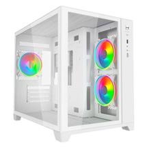 Tempered Glass PC Case | Vida Akira V2 White ARGB Gaming Case w/ Glass Front & Side, Micro ATX,