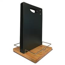 Securit | Securit Table Caddy Freestanding Metal, Wood Black, Silver