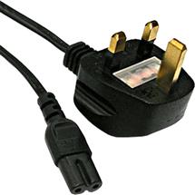 Cablenet 2m UK (3 Amp)  IEC C7 Figure of 8 Black PVC 0.75mm Power