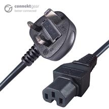 connektgear 2m UK Mains Hot Rated Power Cable UK Plug to C15 Socket