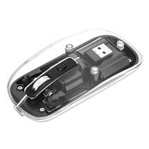 Transparent Rechageable Wireless Mouse, Clear/Black, 1600Dpi