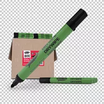 Showme Medium Tip Slim Barrel Drywipe Marker Black (Pack 800)