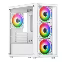 Vida Lucid White ARGB Gaming Case w/ Glass Front & Side, Micro ATX, 4x