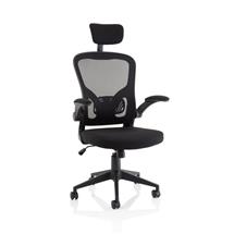 Ace Executive Mesh Back Office Chair With Folding Arms Fabric Seat