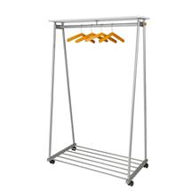 Alba Oslo Mobile Garment Rack Silver Grey and White Wood  Supplied