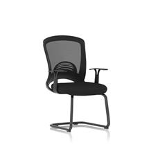 Astro Mesh Back Visitor Chair Cantilever Leg Bespoke Fabric Seat Black