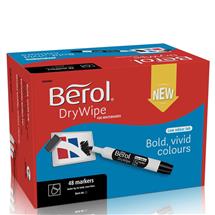 Berol Dry Wipe Whiteboard Marker Bullet Tip 2mm Line Black (Pack 48)