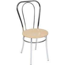 Teknik | Bistro Deluxe Chair Solid Wood Seat with Chrome Frame (Each) - 6450