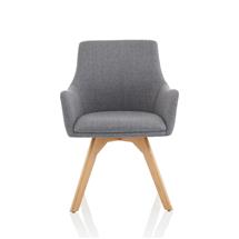 Carmen Visitors Chairs | Carmen Grey Fabric Wooden Leg Chair BR000224 | Quzo UK