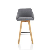 Carmen Grey Fabric Wooden Leg High Stool BR000225 | Quzo UK