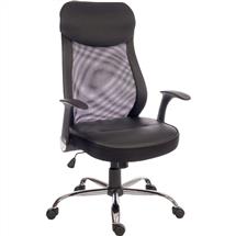 Curve Mesh Back Executive Office Chair with Soft Leather Look Seat