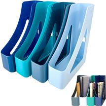 Deflecto Cool Breeze A4 Magazine Files Deep Blue and Aqua (Pack 4)