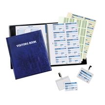 Durable GDPR Compliant Visitor Book 100 Blue Leather Look Front Cover