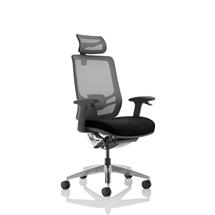 Ergo Click Chair Black Fabric Seat Black Mesh Back with Headrest