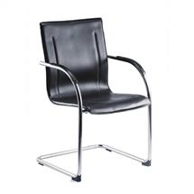 Guest Leather Effect Cantilever Chair Black - B9530