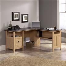 Home Study Home Office LShaped Desk Dover Oak with Slate Finish