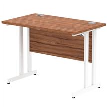 Impulse 1000 x 600mm Straight Desk Walnut Top White Cantilever Leg