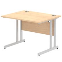 Impulse 1000 x 800mm Straight Desk Maple Top Silver Cantilever Leg