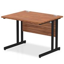 Impulse 1000 x 800mm Straight Desk Walnut Top Black Cantilever Leg