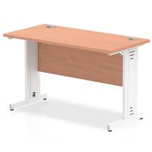 Impulse 1200 x 600mm Straight Desk Beech Top White Cable Managed Leg