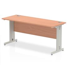 Impulse 1600 x 600mm Straight Desk Beech Top Silver Cable Managed Leg