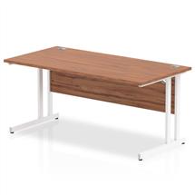 Impulse 1600 x 800mm Straight Desk Walnut Top White Cantilever Leg