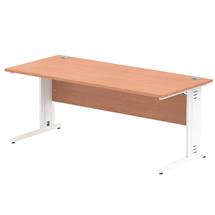 Impulse 1800 x 800mm Straight Desk Beech Top White Cable Managed Leg