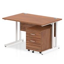 Impulse Bundles | Impulse Cantilever Straight Office Desk W1200 x D800 x H730mm Walnut