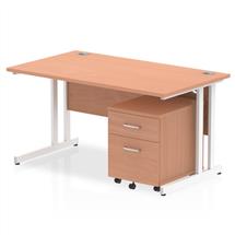 Impulse Bundles | Impulse Cantilever Straight Office Desk W1400 x D800 x H730mm Beech