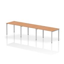 Impulse Single Row 3 Person Bench Desk W1200 x D800 x H730mm Oak