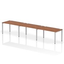 Impulse Single Row 3 Person Bench Desk W1400 x D800 x H730mm Walnut