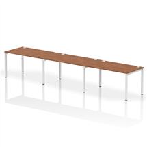 Impulse Single Row 3 Person Bench Desk W1400 x D800 x H730mm Walnut