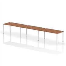 Impulse Single Row 3 Person Bench Desk W1600 x D800 x H730mm Walnut