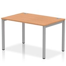 Impulse Single Row Bench Desk W1200 x D800 x H730mm Oak Finish Silver